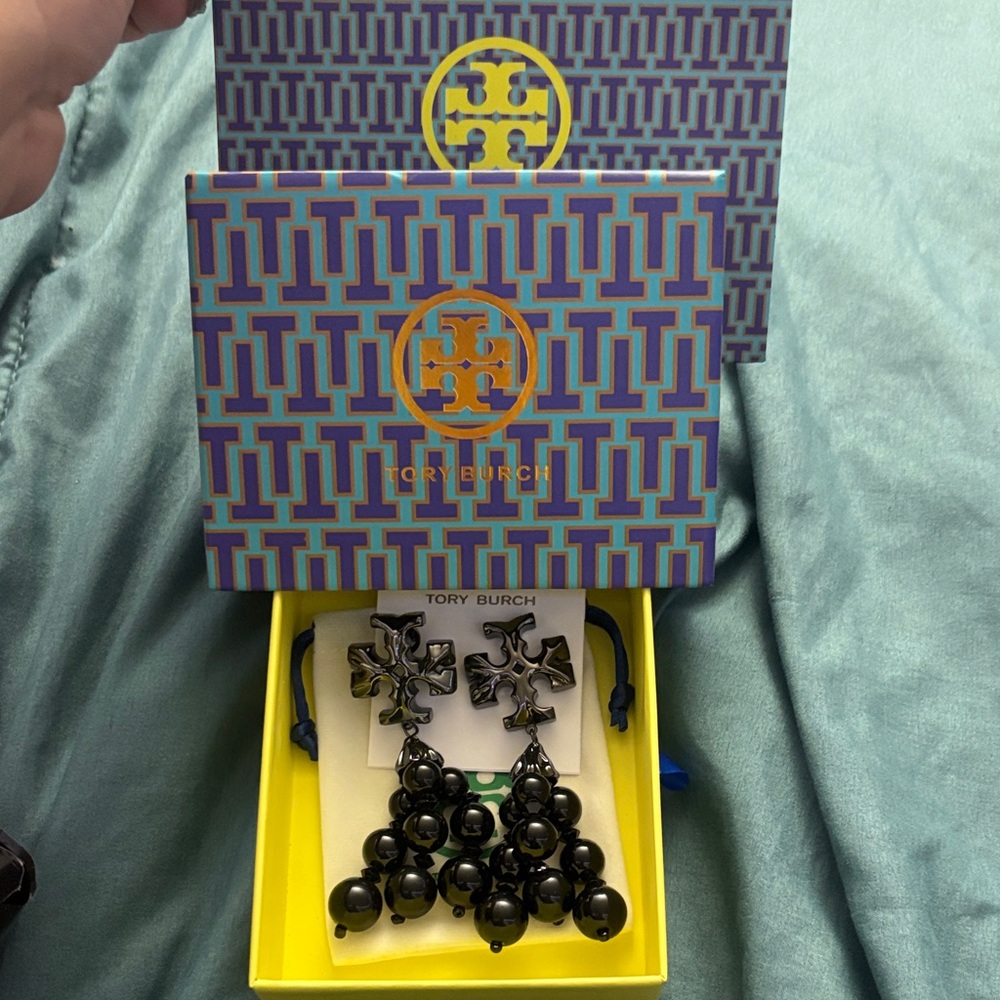 Tory Burch Black Statement Earrings